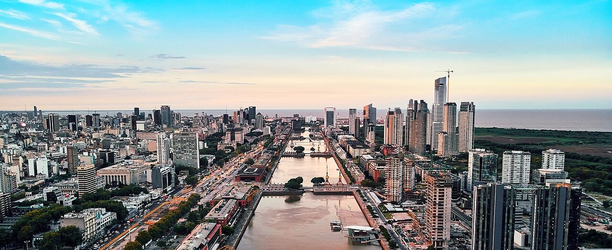 Buenos Aires skyline along the Río de la Plata in Argentina
