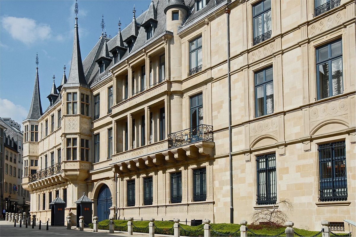 Luxembourg City old town and fortifications overlooking the Alzette valley