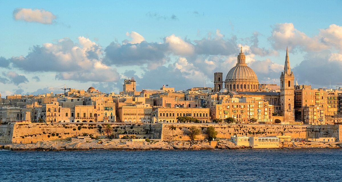Harbor and honey-stone skyline of Valletta, Malta